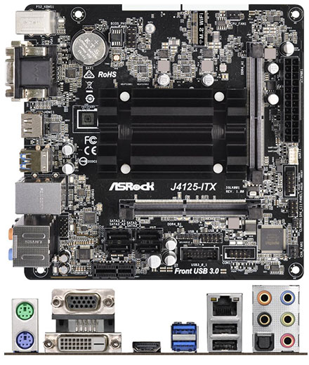 ASRock J4125-ITX (Intel Celeron J4125 4x2.0Ghz, 1x PCIe x1, 7.1  Audio) [<b>LFTERLOS</b>]
